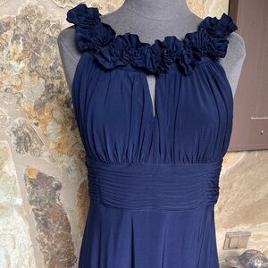 Dress Barn Navy Blue Ruffled Halter Midi Dress